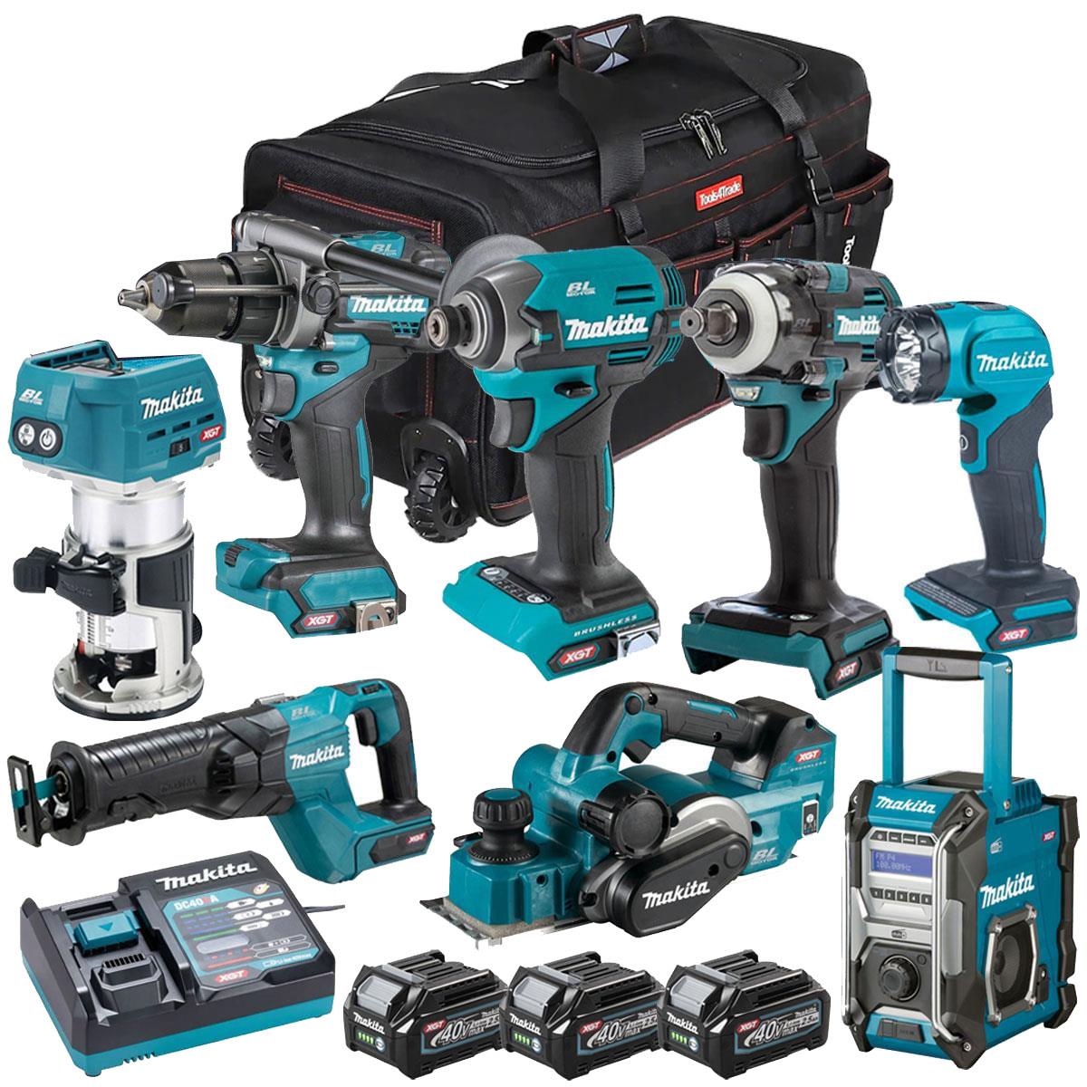 Makita 40V XGT 8 Piece Brushless Power Tool Kit with 3 x 2.5Ah Battery T4TKIT-16046