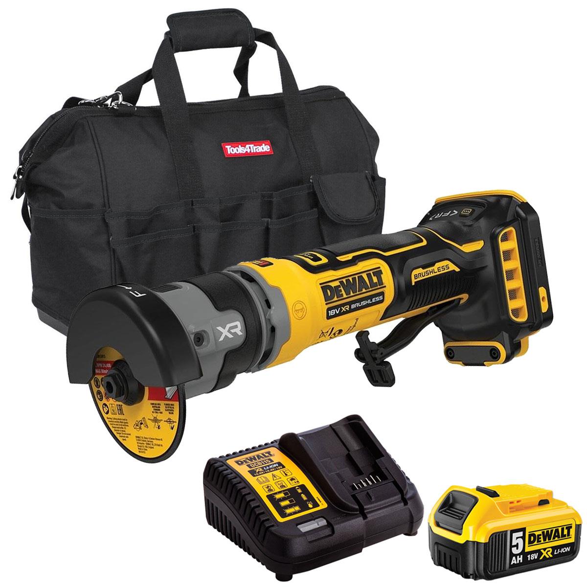 Dewalt DCG430N-XJ 18V XR 76mm Brushless Cut-Off Tool with 1 x 5.0Ah Battery Charger & Bag