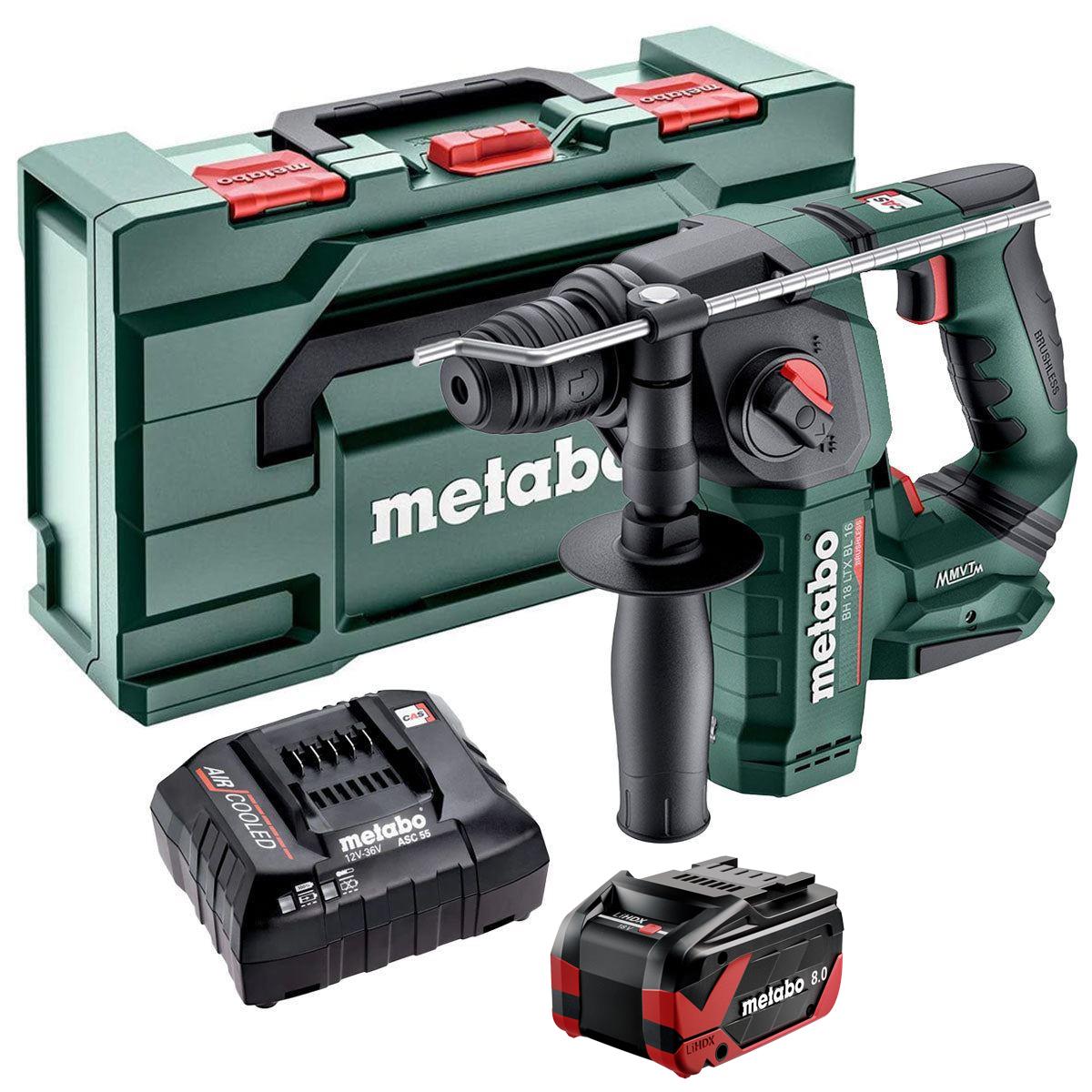 Metabo BH 18 LTX BL 16 18V Brushless SDS+ Rotary Hammer with 1 x 8.0Ah Battery Charger & Metabox