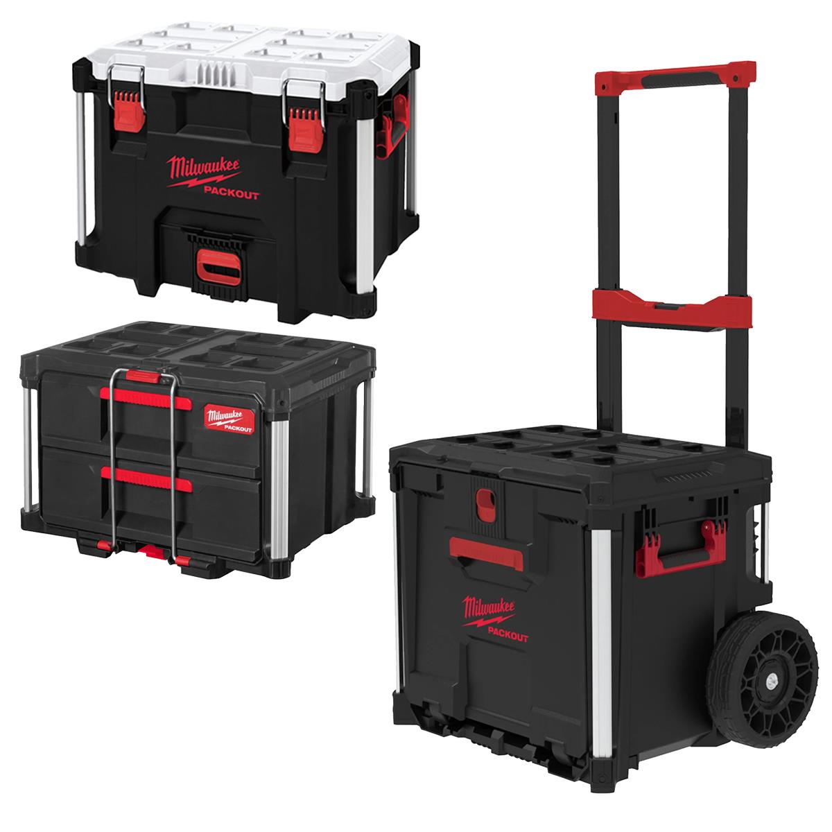 Milwaukee Packout Rolling Drawer Tool Box Trolley With 2 Drawer Tool Box & 38L XL Cooler