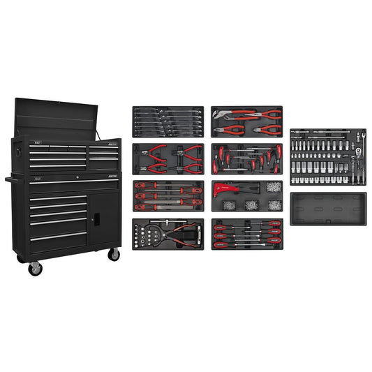 Sealey AP41STACKBCOMBO Tool Chest Combination 15 Drawer with 117pc Tool Kit Black