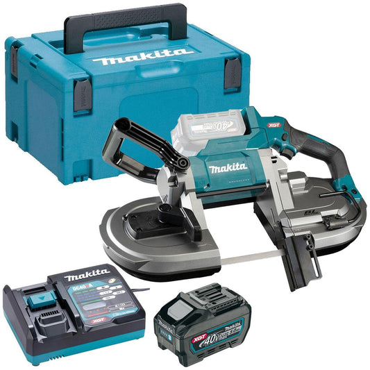 Makita PB002GZ 40V XGT Brushless Band Saw with 1 x 5.0Ah Battery Charger & Case