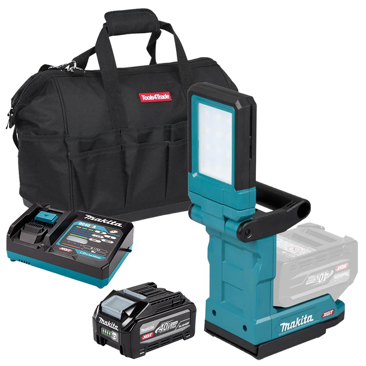 Makita ML013G 40V Max XGT Magnetic Light with 1 x 4.0Ah Battery Charger & Bag