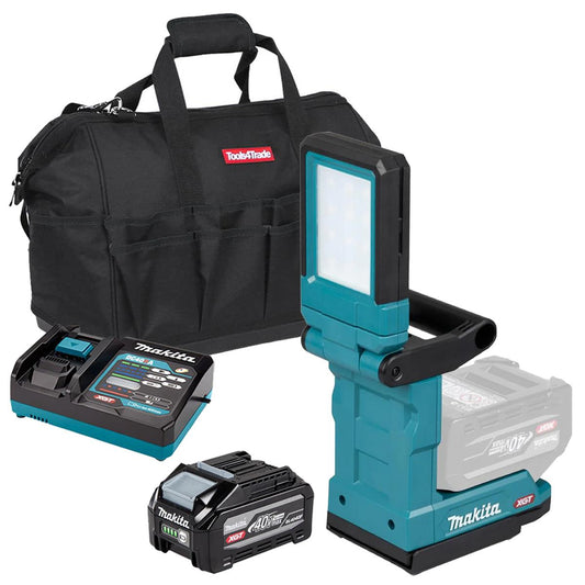 Makita ML013G 40V Max XGT Magnetic Light with 1 x 4.0Ah Battery Charger & Bag