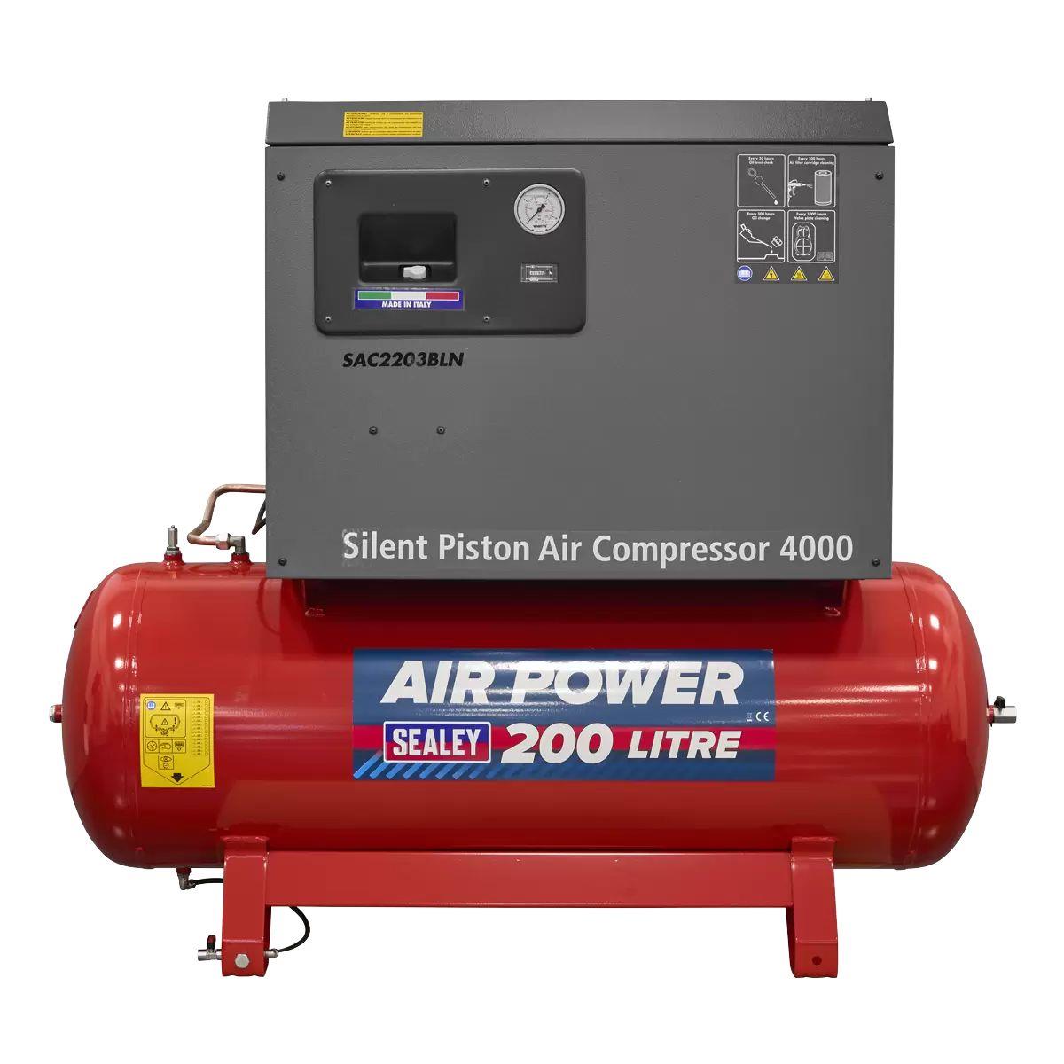 Sealey SAC2203BLN Low Noise 200L Belt Drive Air Compressor with Cast Cylinder 230V/16A
