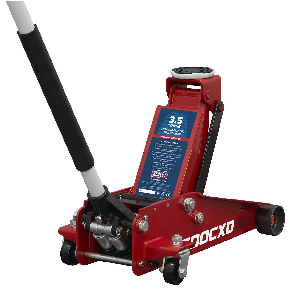 Sealey 3500CXD Trolley Jack with Super Rocket Lift 3.5 Tonne
