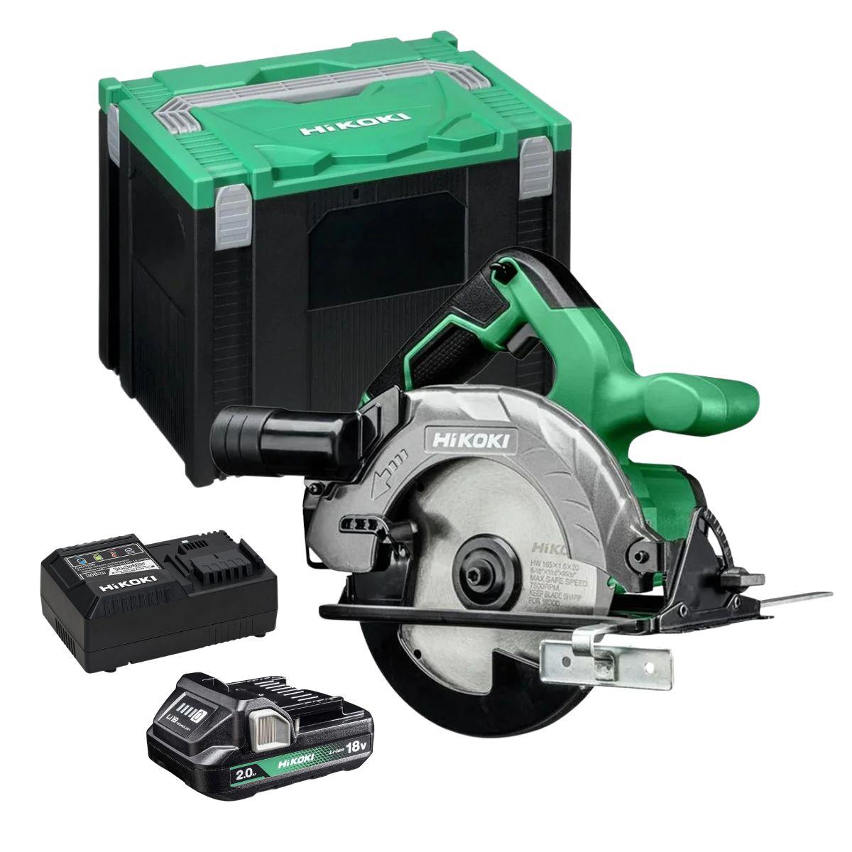 HiKOKI C1806DAW2Z 18V 165mm Circular Saw With 1 x 2.0Ah Battery Charger & Case