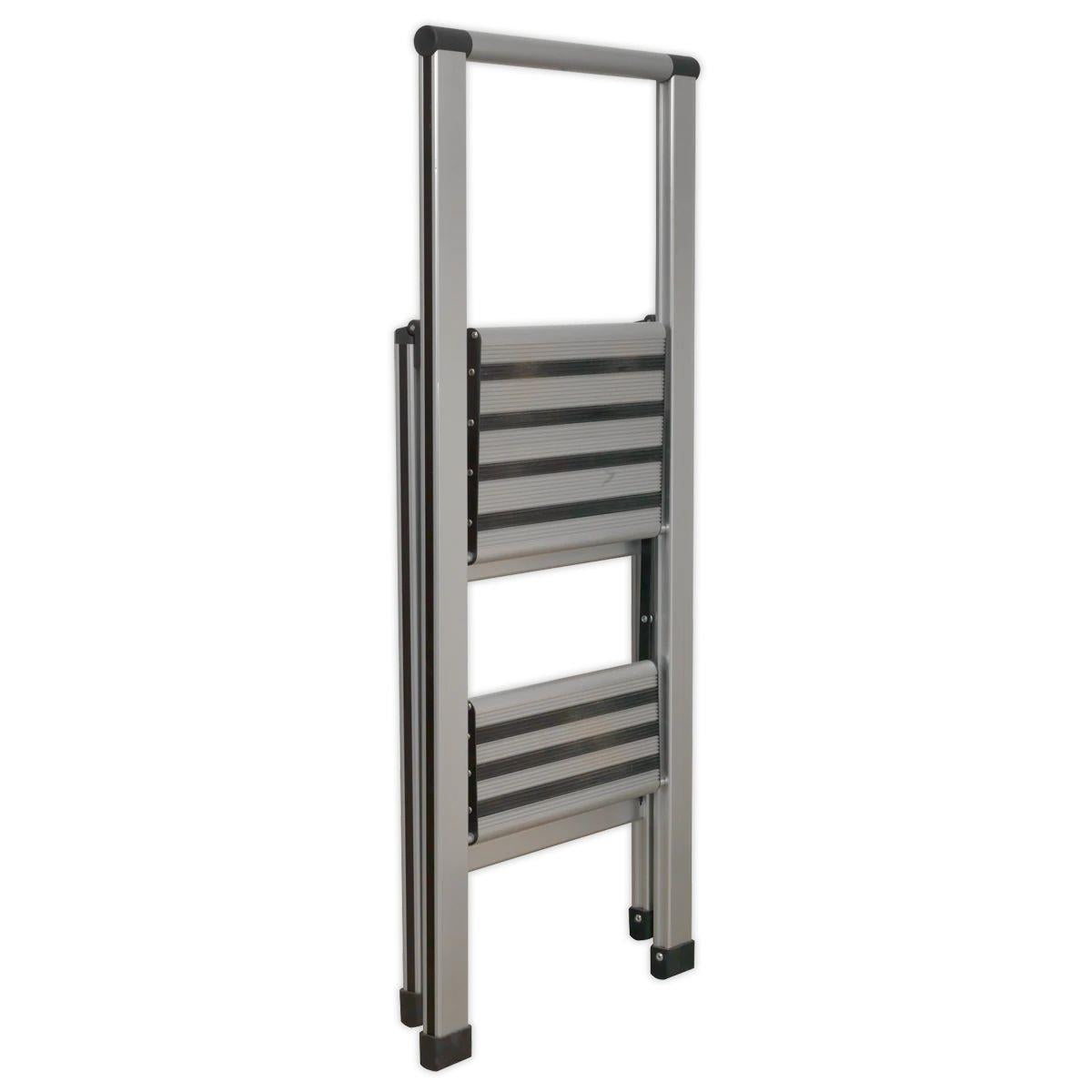 Sealey APSL2 Professional Folding Step Ladder 2-Step Aluminium 150kg Capacity