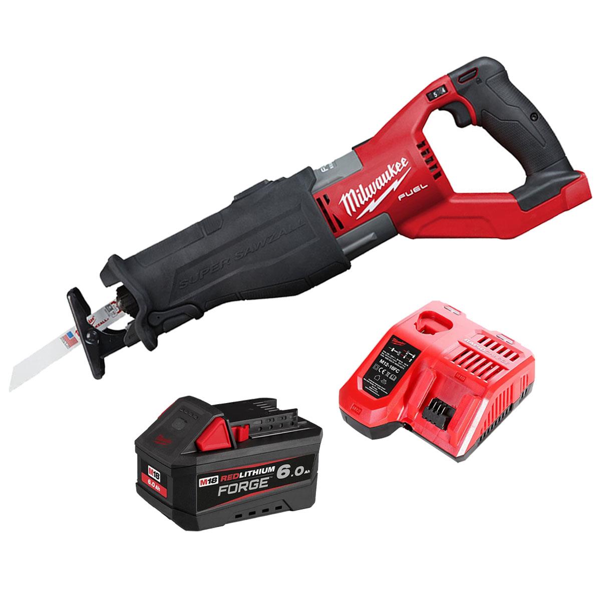 Milwaukee M18FSX-0 18V M18 FUEL Sawzall Reciprocating Saw with 1 x 6.0Ah Battery & Charger