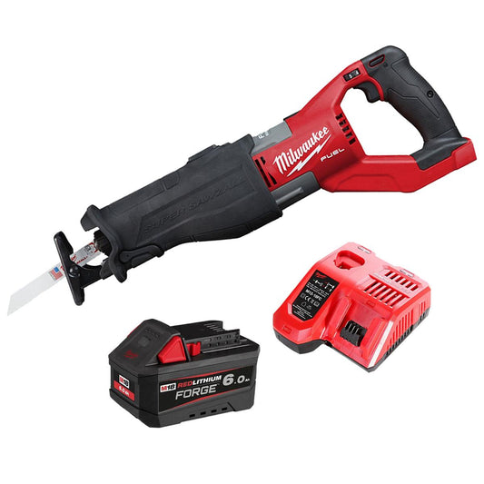 Milwaukee M18FSX-0 18V M18 FUEL Sawzall Reciprocating Saw with 1 x 6.0Ah Battery & Charger