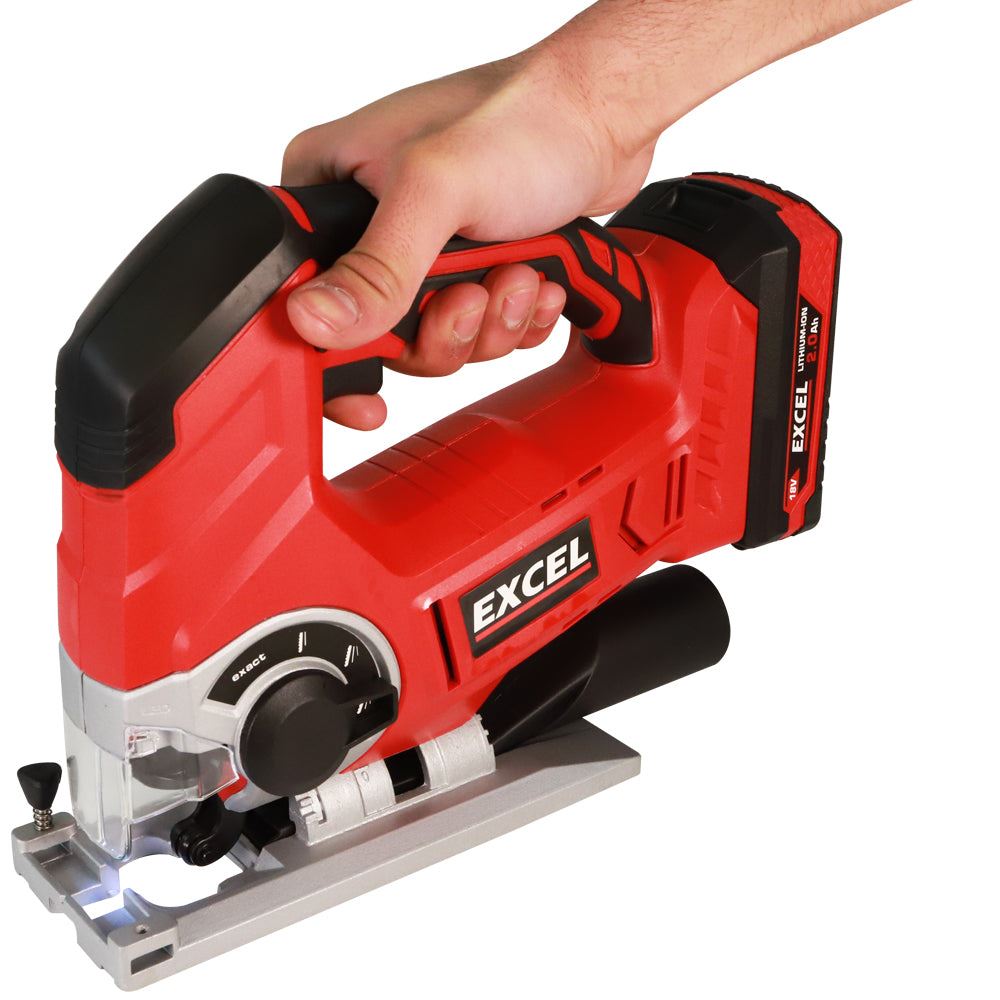 Excel 18V Cordless Jigsaw with 1 x 2.0Ah Battery & Charger