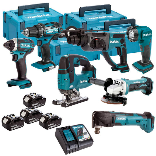 Makita 7 Piece Kit 18V Li-ion with 4 x 5.0Ah Batteries Charger T4TKIT-88