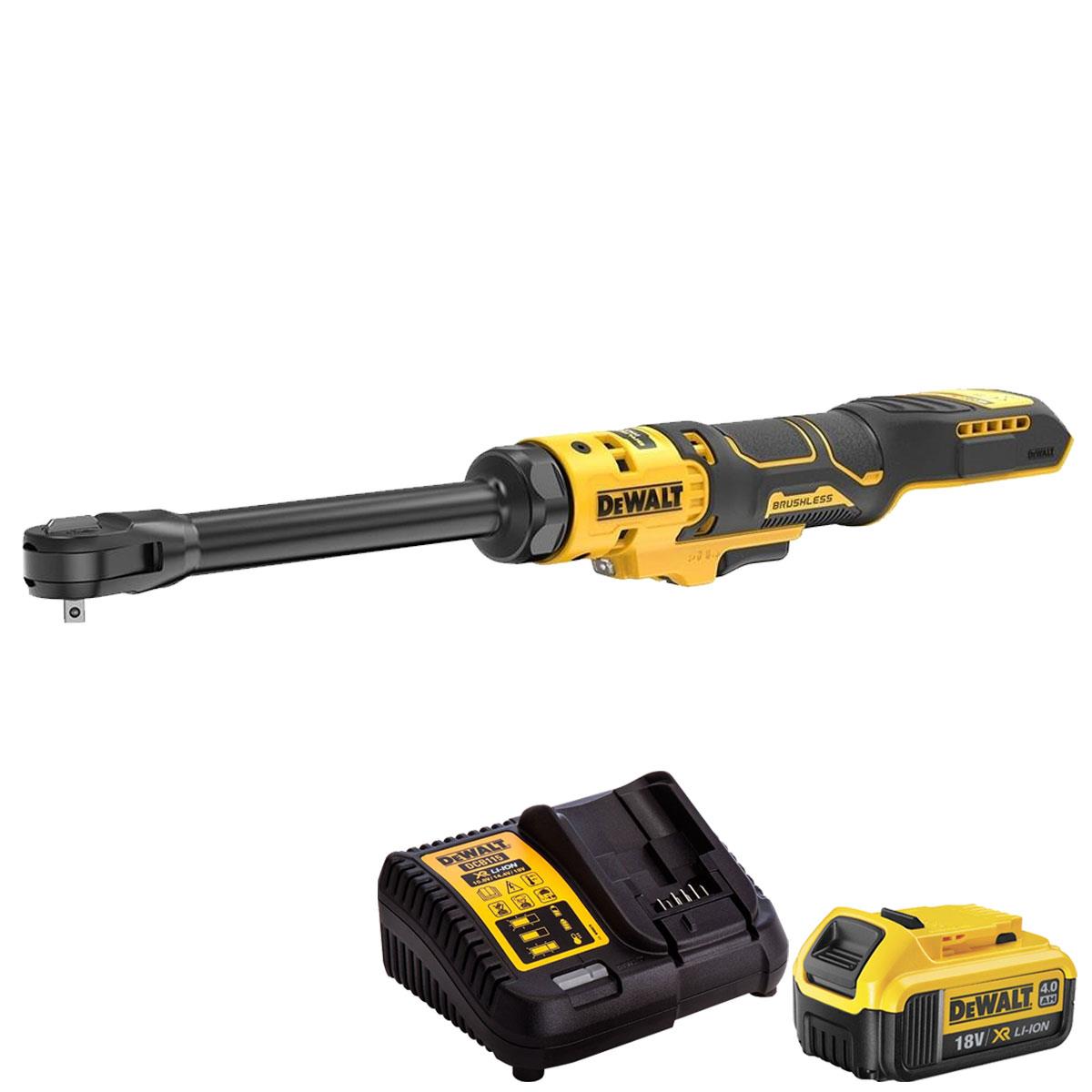 Dewalt DCF514EN-XJ 18V XR 1/4'' Brushless Open Head Ratchet with 1 x 4.0Ah Battery & Charger