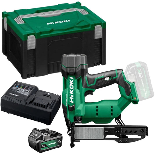 Hikoki N1804DAW6Z 18V Brushless 2nd Generation 18G Narrow Crown Stapler with 1 x 5.0Ah Battery Charger & Case