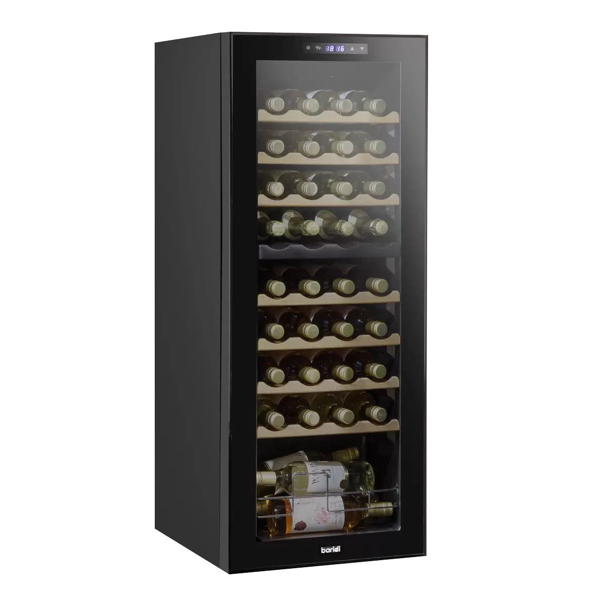 Sealey DH91 Baridi 36 Bottle Dual Zone Wine Fridge with Digital Touch Screen Controls & LED Light Black 230V