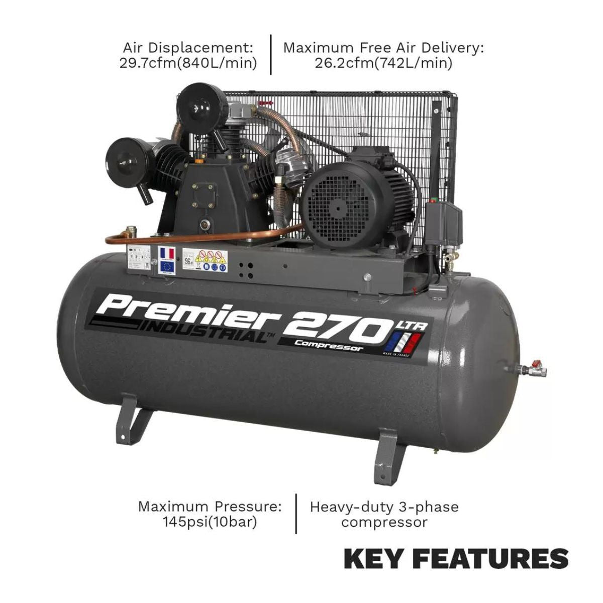 Sealey SAC32775B 270L Belt Drive Air Compressor 415V