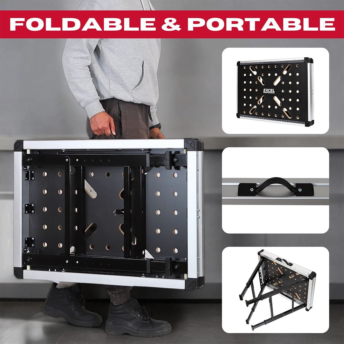 Excel Foldable Workbench Table with Adjustable Height