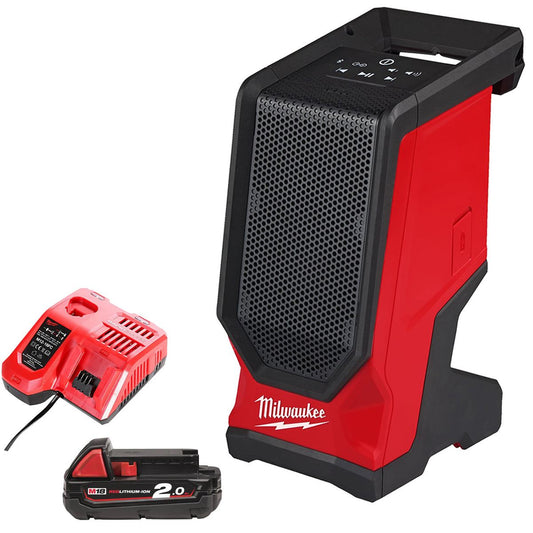 Milwaukee M18SPEJSG2-0 M18 18V Jobsite Speaker with 1 x 2.0Ah Battery & Charger