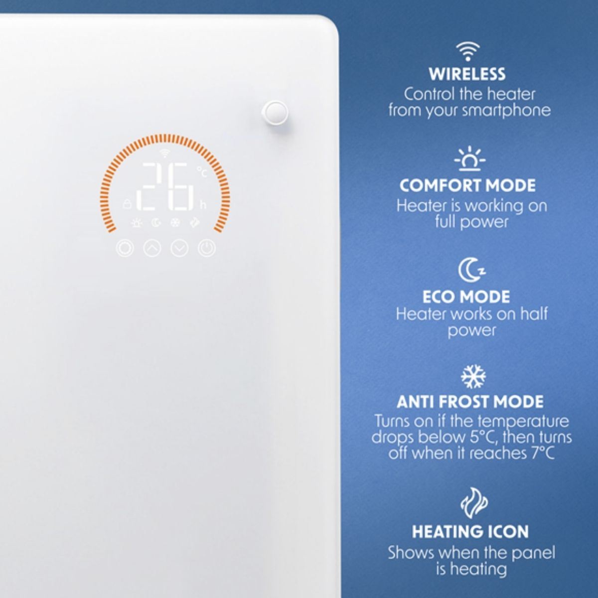 Sealey DH140 Baridi Electric Glass Panel Heater White 2000W