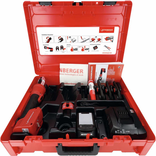 Rothenberger Romax Nano Set Ijaws M15-22-28mm 18V with 1 x 2.0Ah Battery, Charger & Carry Case 1000005045