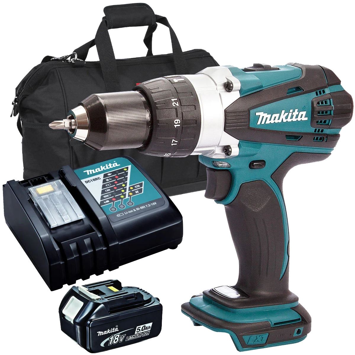 Makita DHP458Z 18V 2 Speed Combi Drill With 1 x 5.0Ah Battery Charger & Bag