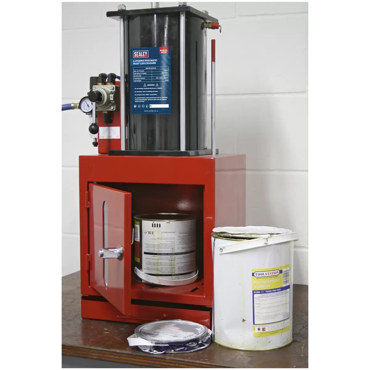 Sealey HCC08 Pneumatic Paint Can Crusher 2.2tonne