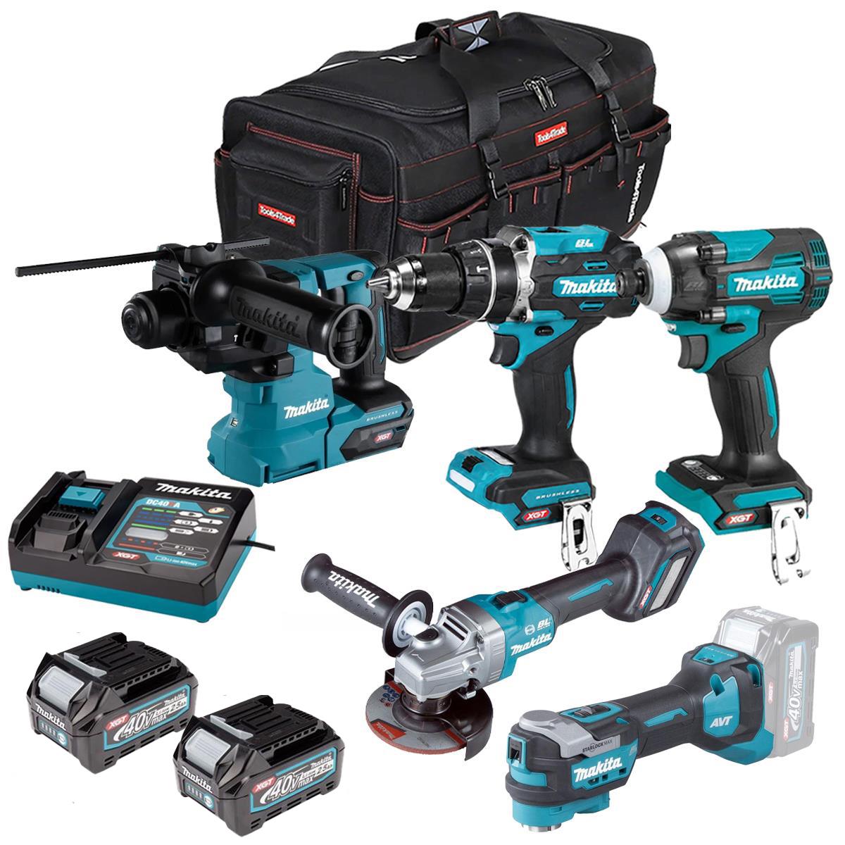 Makita 40V 5 Piece Combo Kit with 2 x 2.5Ah Batteries & Charger T4TKIT-6739