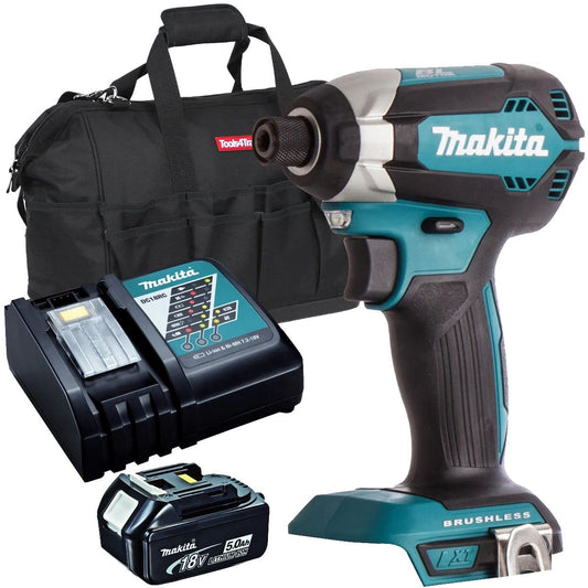 Makita DTD153Z 18V Brushless Impact Driver with 1 x 5.0Ah Battery Charger & Bag