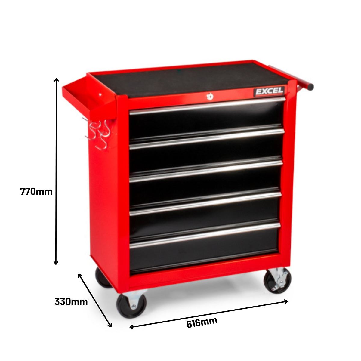 Excel 14 Drawers Tool Chest Storage Roller Cabinet Black and Red