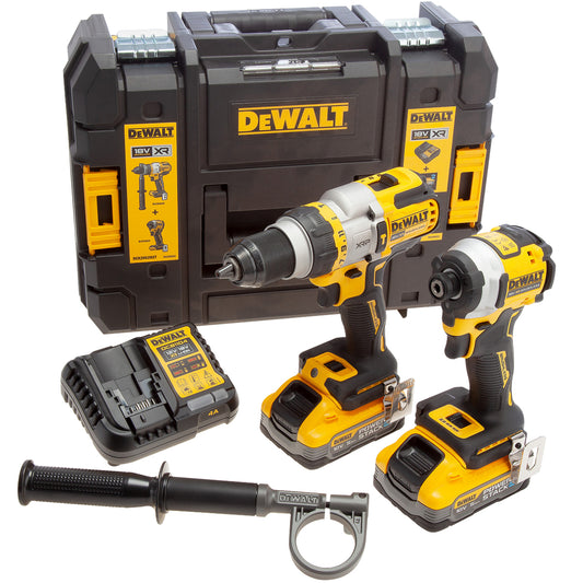 DeWalt DCK2052H2T-GB 18V XR Brushless Combi Drill + Impact Driver with 2 x 5.0Ah Powerstack Battery Charger & Case