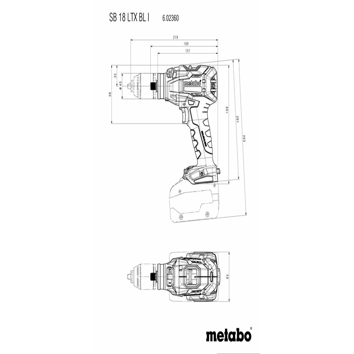 Metabo SB18LTXBLI 18V Brushless Combi Hammer Drill with Meta Box 602360840