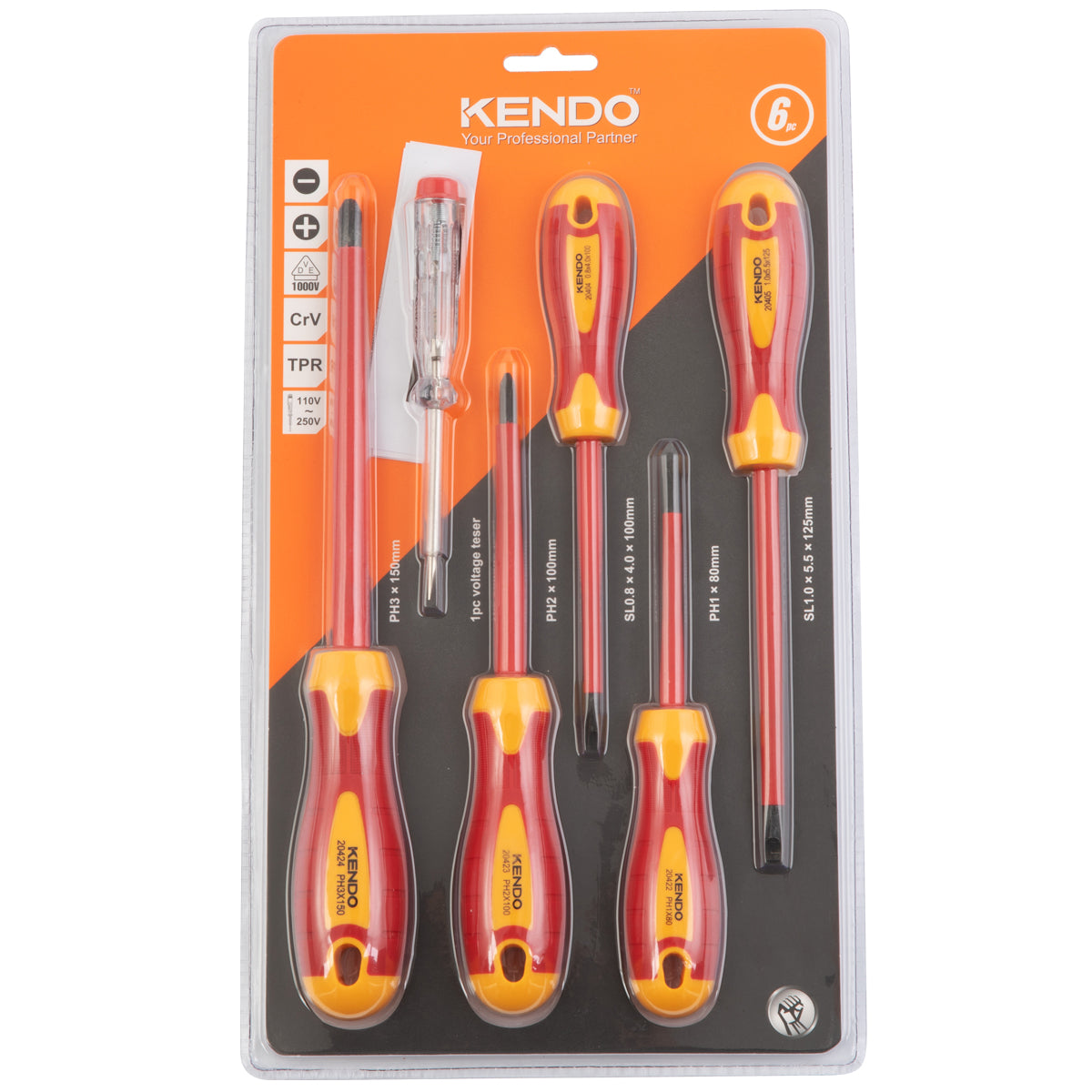 Kendo VDE Screwdriver Pack of 6 with 3 Pieces Pliers Set