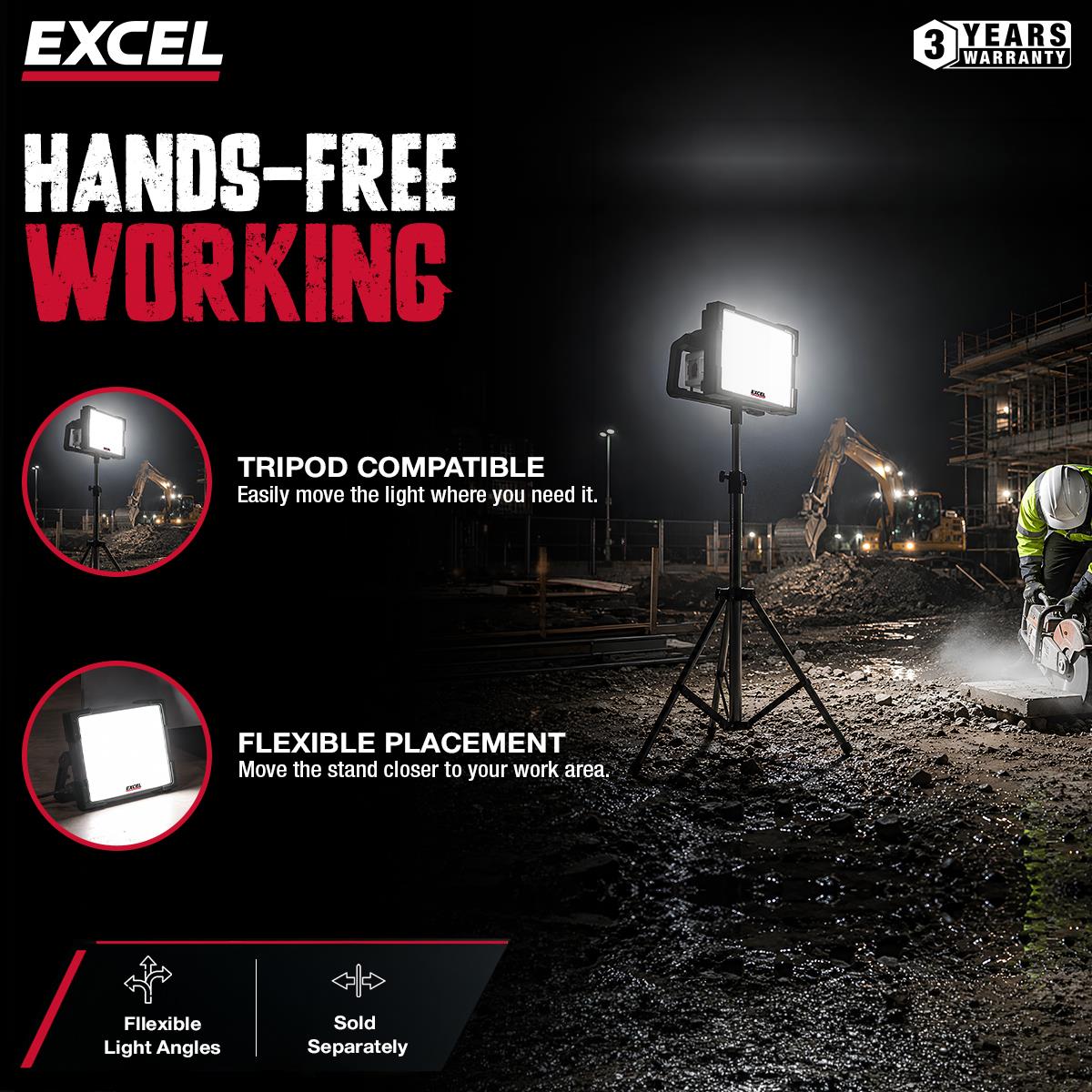 Excel 18V/240V 10000 Lumens Hybrid Pro-Frosted Work Light