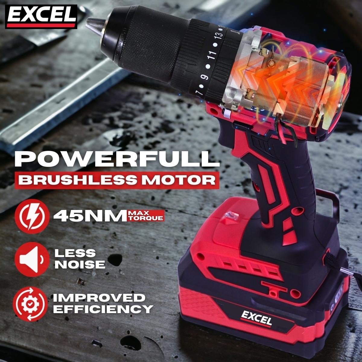 Excel 18V Brushless Combi Drill Body Only (Battery & Charger Not Included)