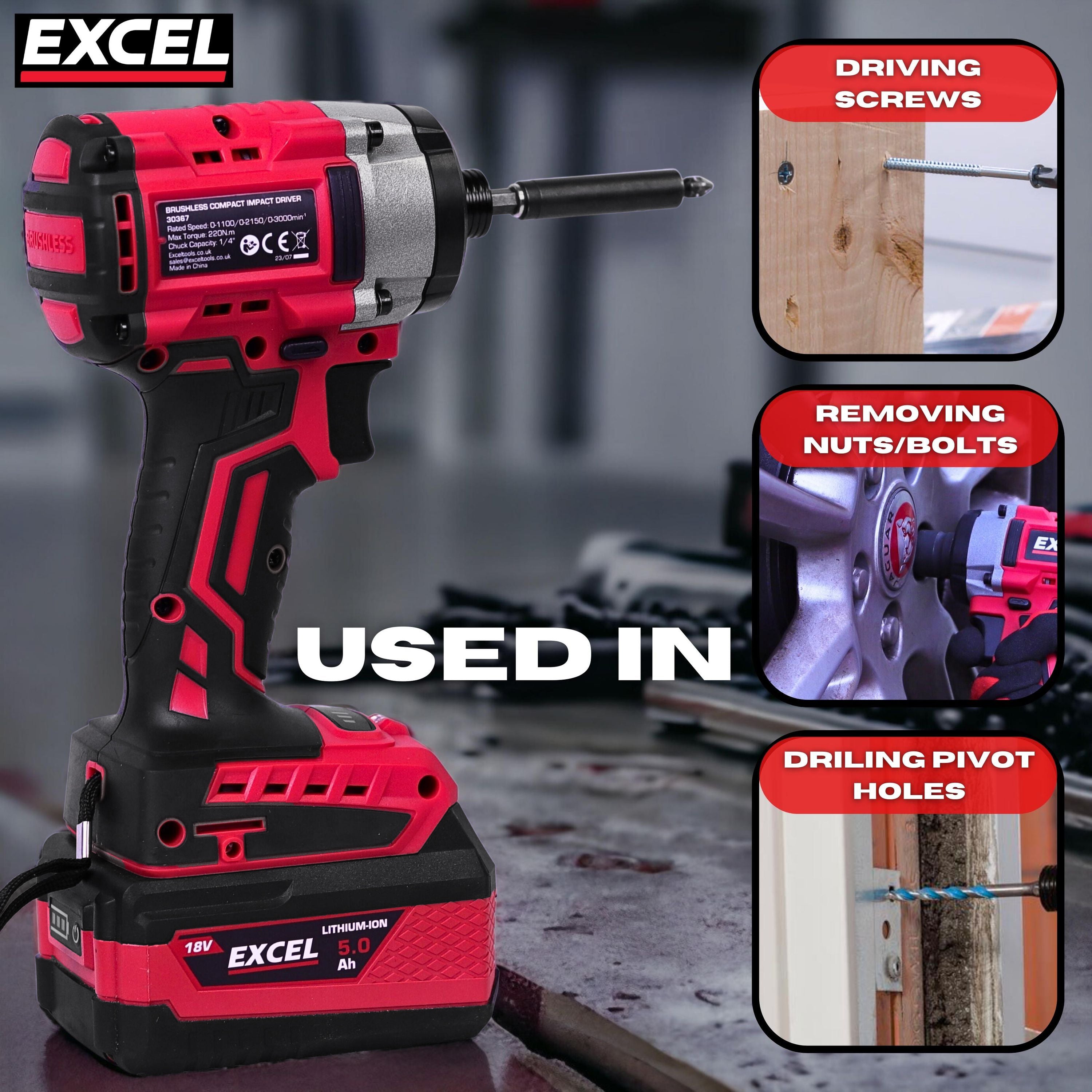 Excel 18V Brushless Impact Driver Body Only (Battery & Charger Not Included)
