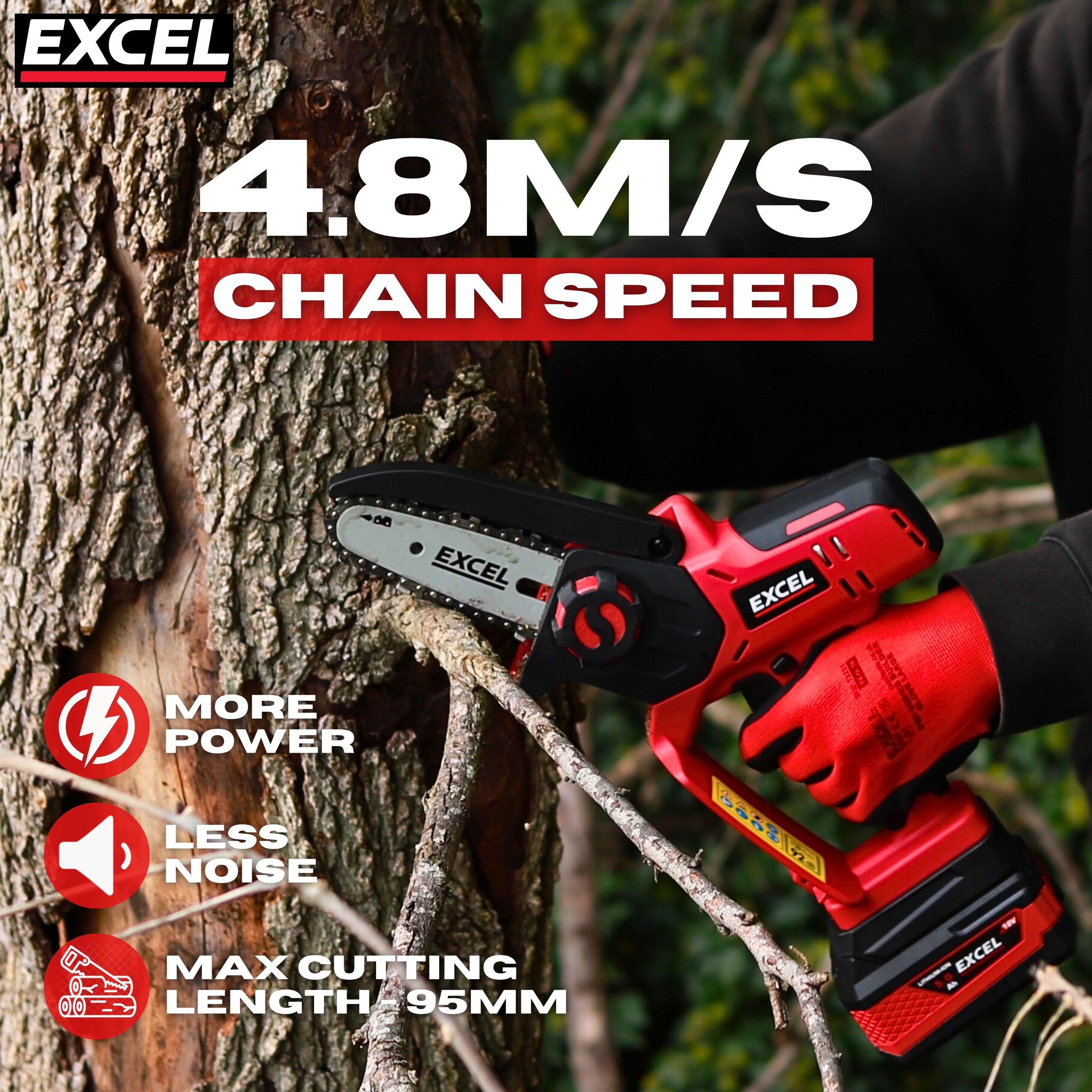 Excel 18V Cordless Mini Chain Saw Body Only (Battery & Charger Not Included)