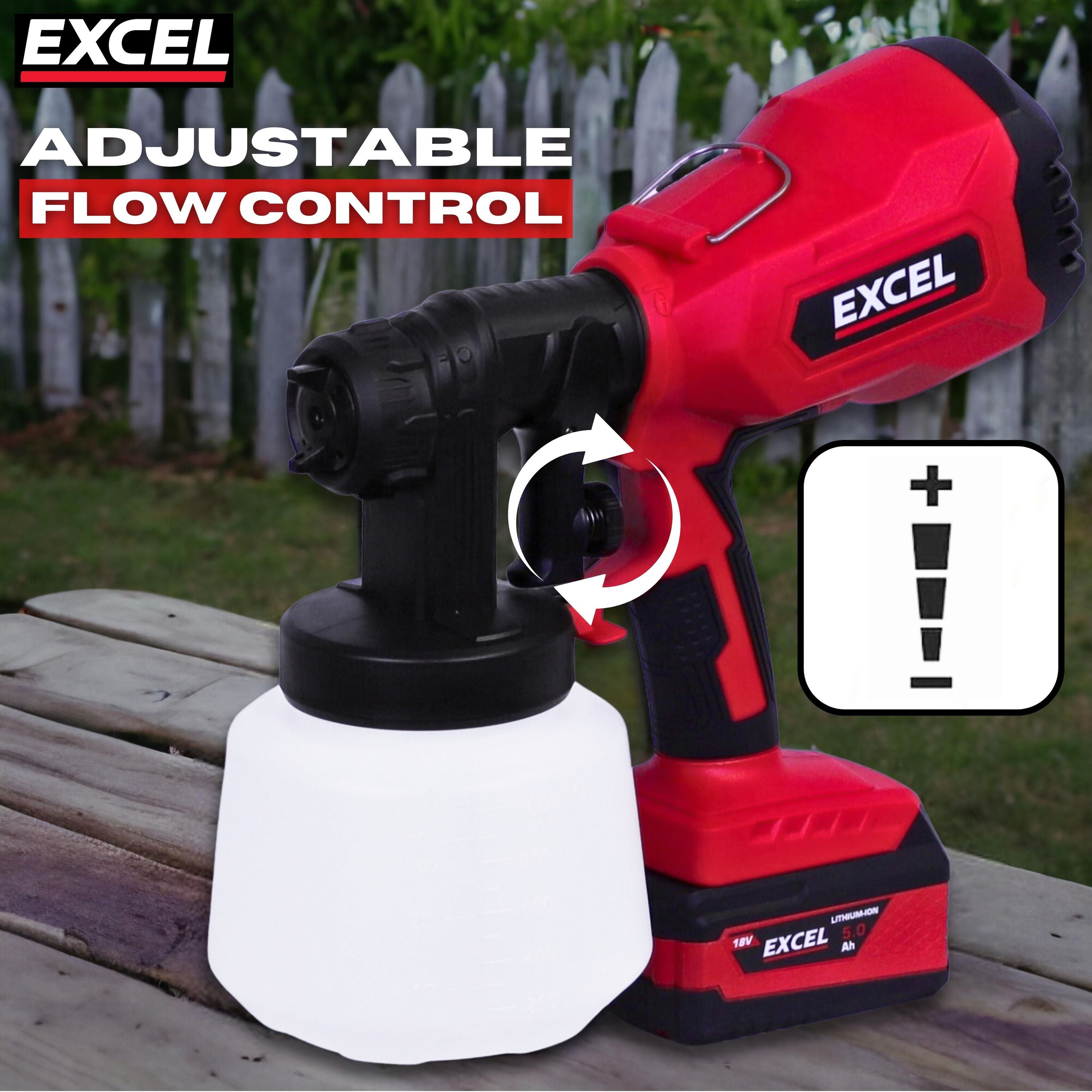 Excel 18V Cordless 1000ml Spray Gun Body Only (Battery & Charger Not Included)