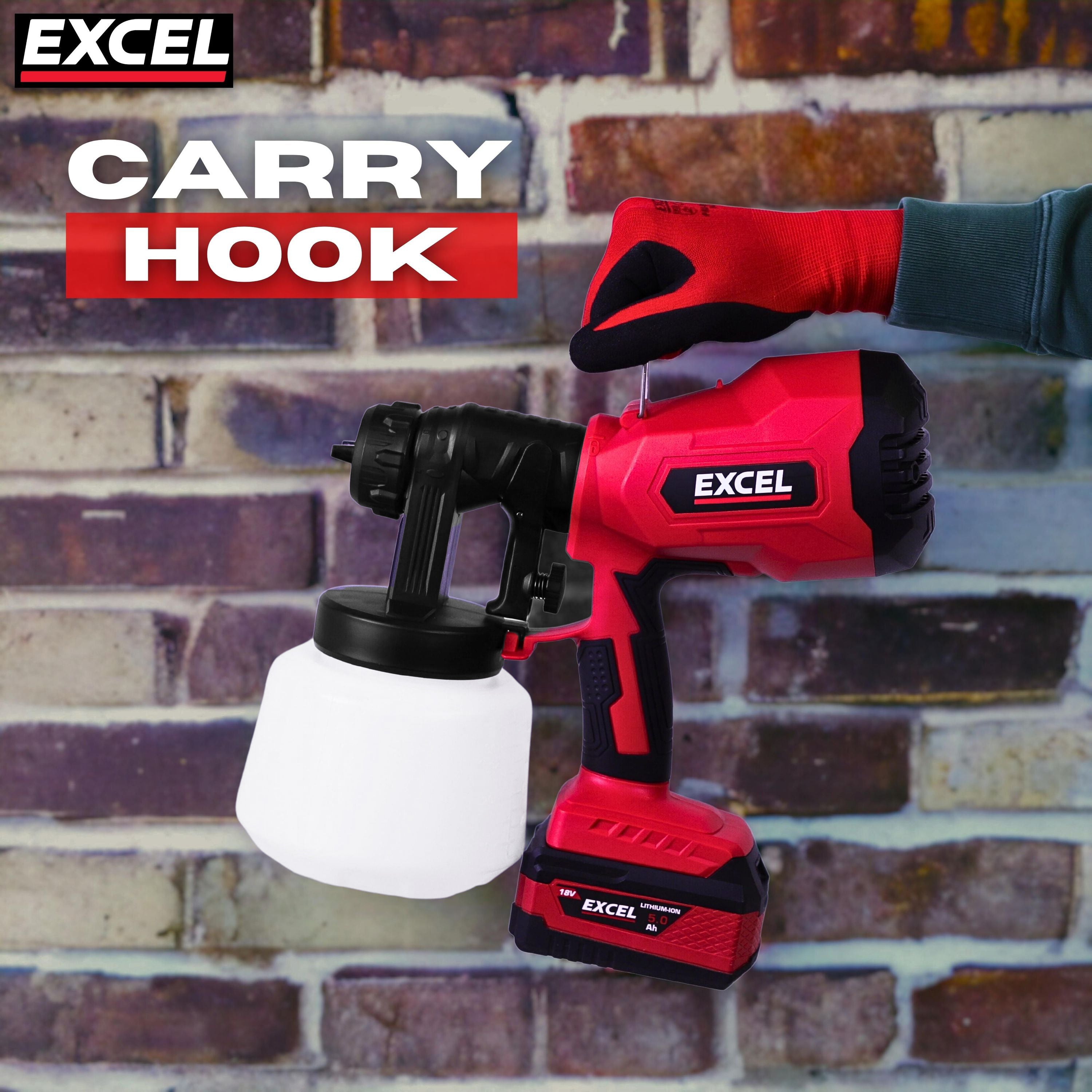 Excel 18V Cordless 1000ml Spray Gun Body Only (Battery & Charger Not Included)