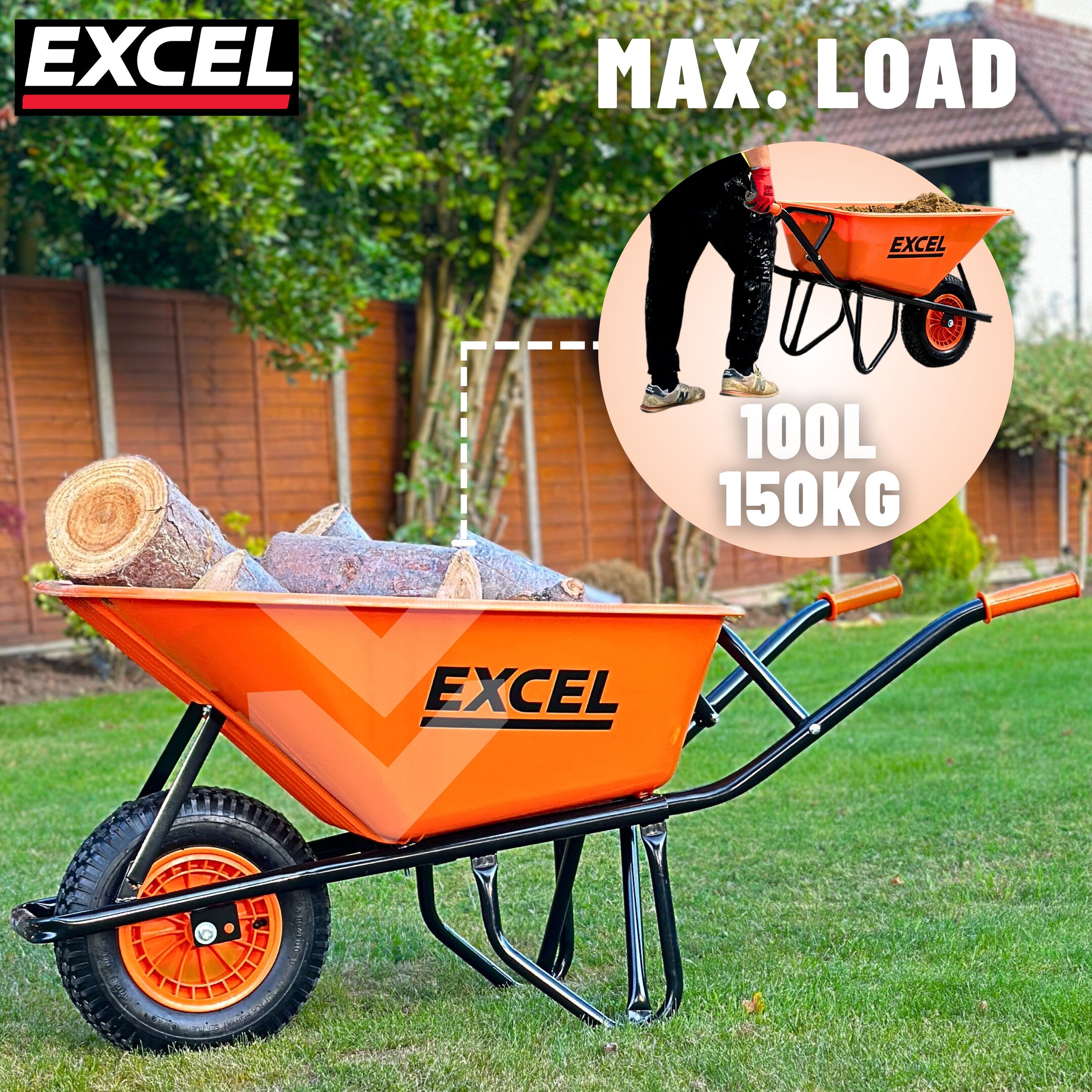 Excel 160L Portable Cement Mixer 240V/650W with 100L Wheelbarrow