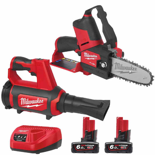 Milwaukee M12 FPP2OP1-602 12V Hatchet Pruning Saw & Blower Kit with 2 x 6.0 Ah Batteries & Charger 4933492139