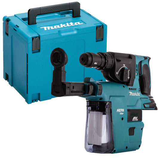 Makita DHR243Z 18V LXT Brushless 24mm SDS+ Rotary Hammer Drill With Case & Dust Extraction System