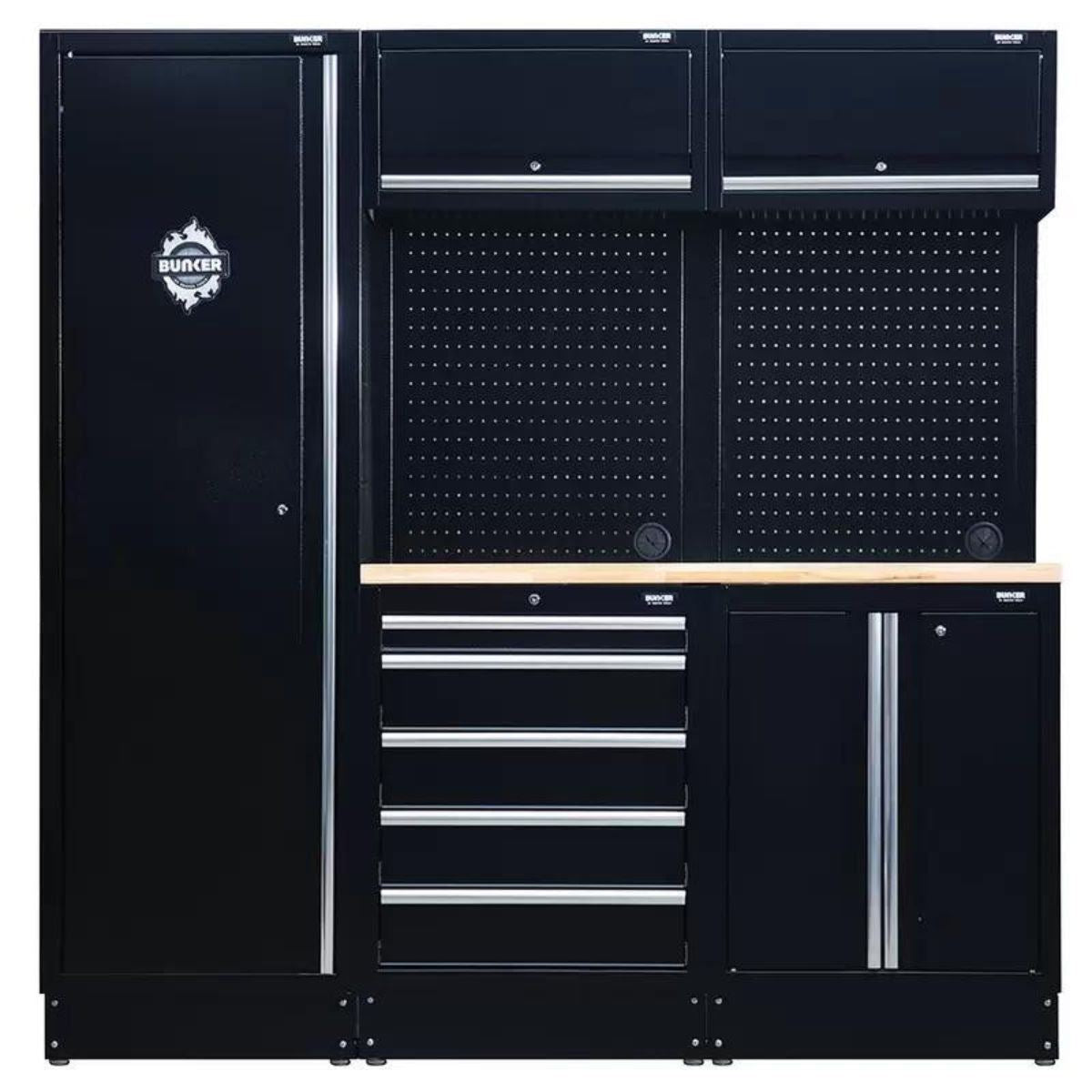 Draper MS400COMBO/11A BUNKER Modular Storage Combo with Hardwood Worktop 11 Piece 04488