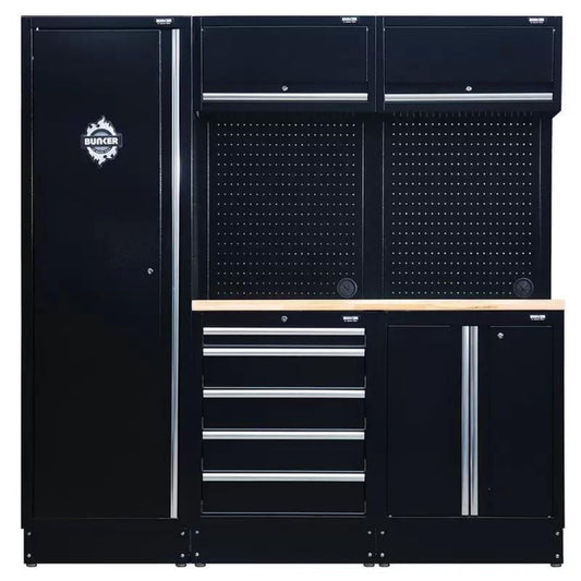 Draper MS400COMBO/11A BUNKER Modular Storage Combo with Hardwood Worktop 11 Piece 04488