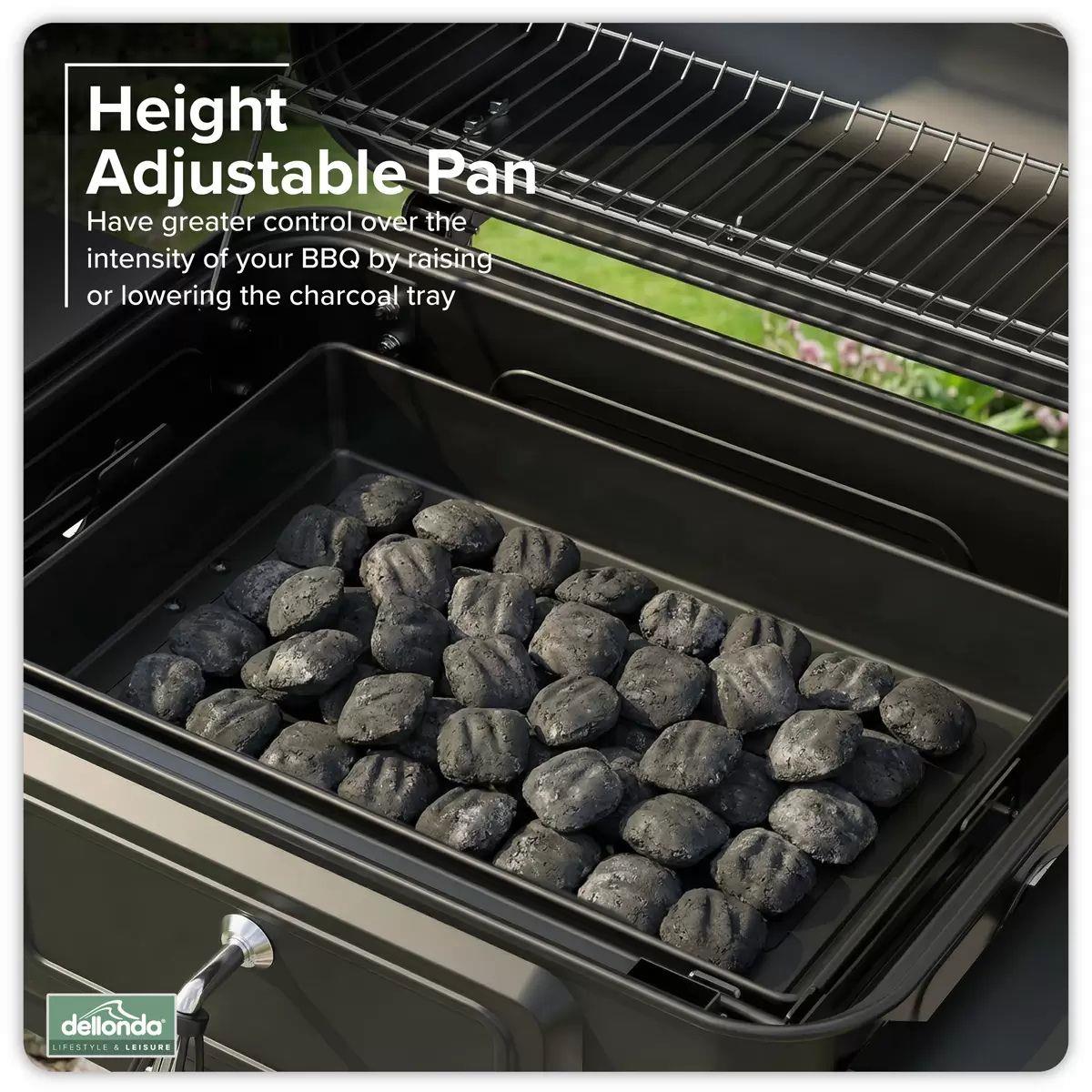 Sealey DG283 Dellonda Charcoal Grill BBQ Smoker and Trolley with 2 Side Shelves Black