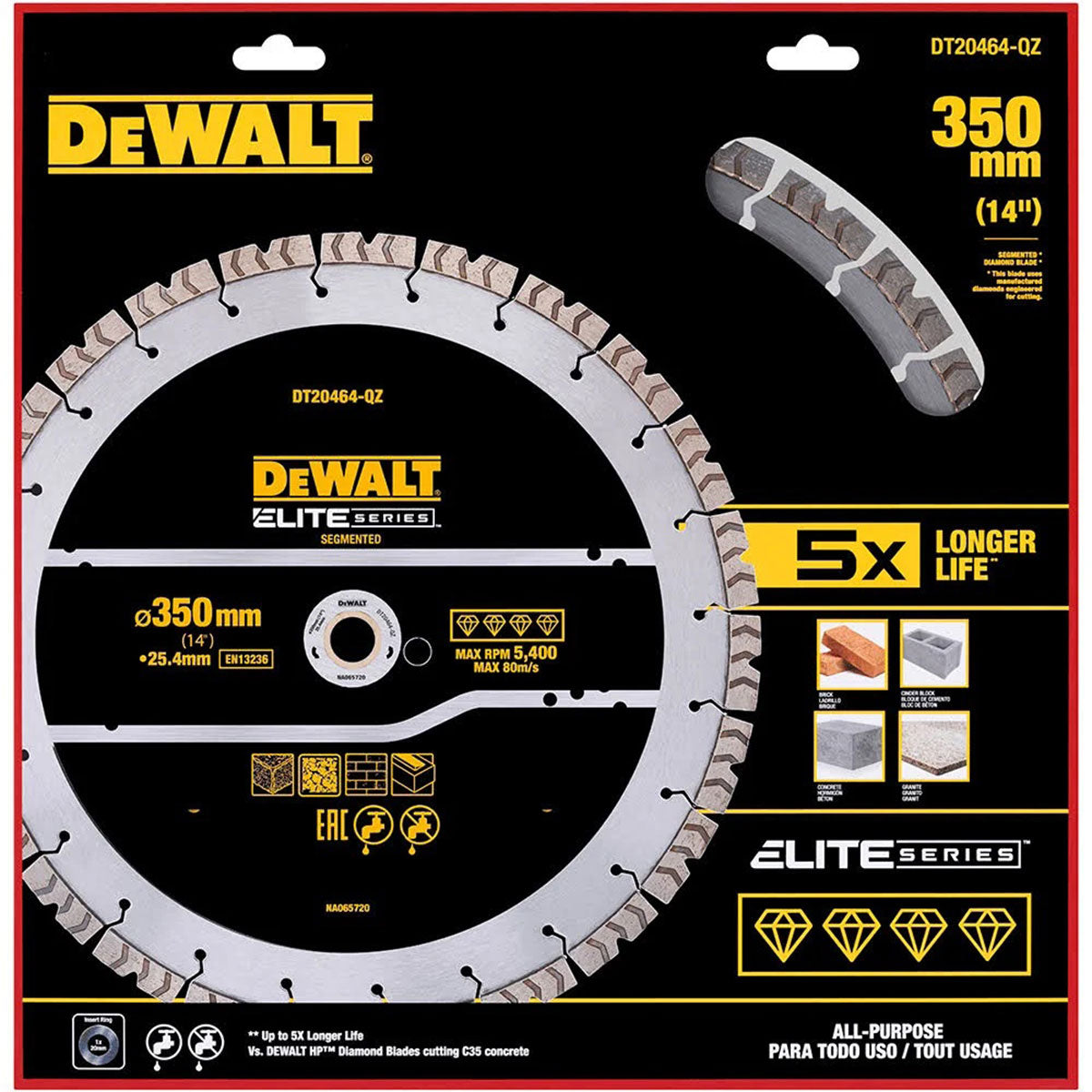 Dewalt 350mm Elite Series All Purpose Diamond Wheel Blade DT20464-QZ