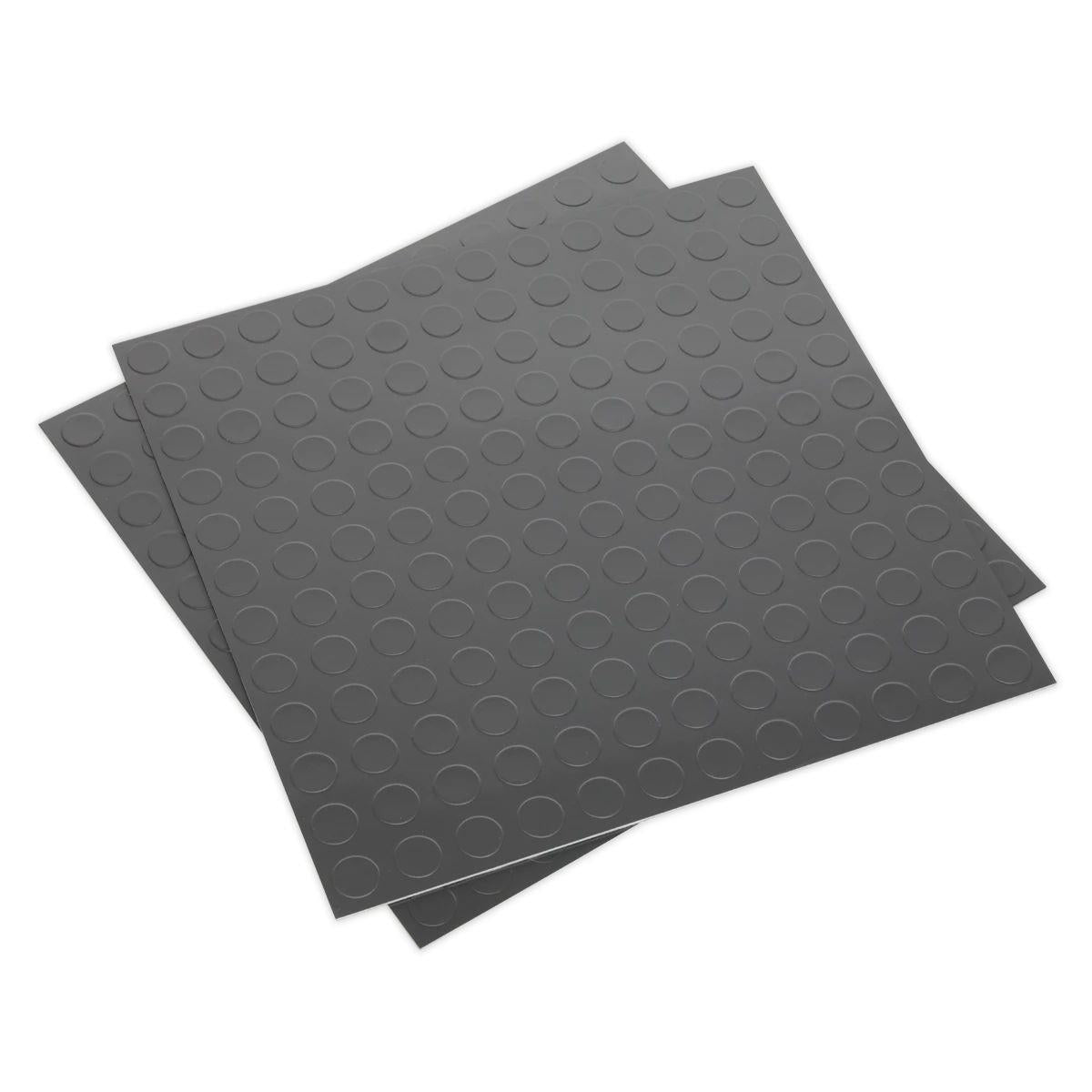 Sealey FT2S Vinyl Floor Tile with Peel & Stick Backing Silver Coin Pack of 16