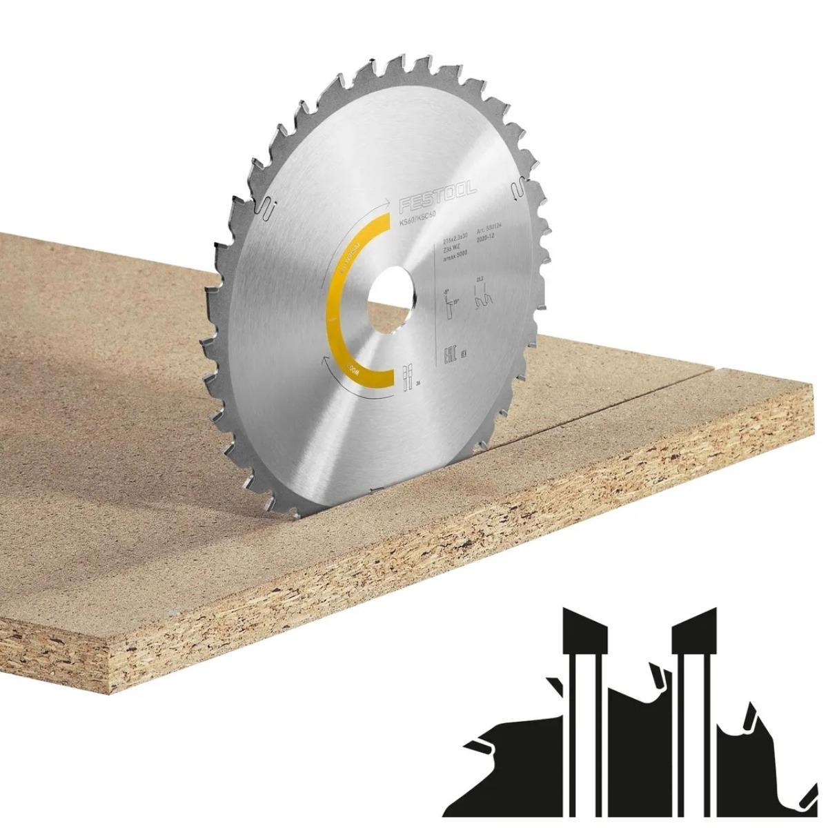 Festool 216mm x 2.3mm x 30mm 36T Universal Wood Mitre Saw Blade - 500124