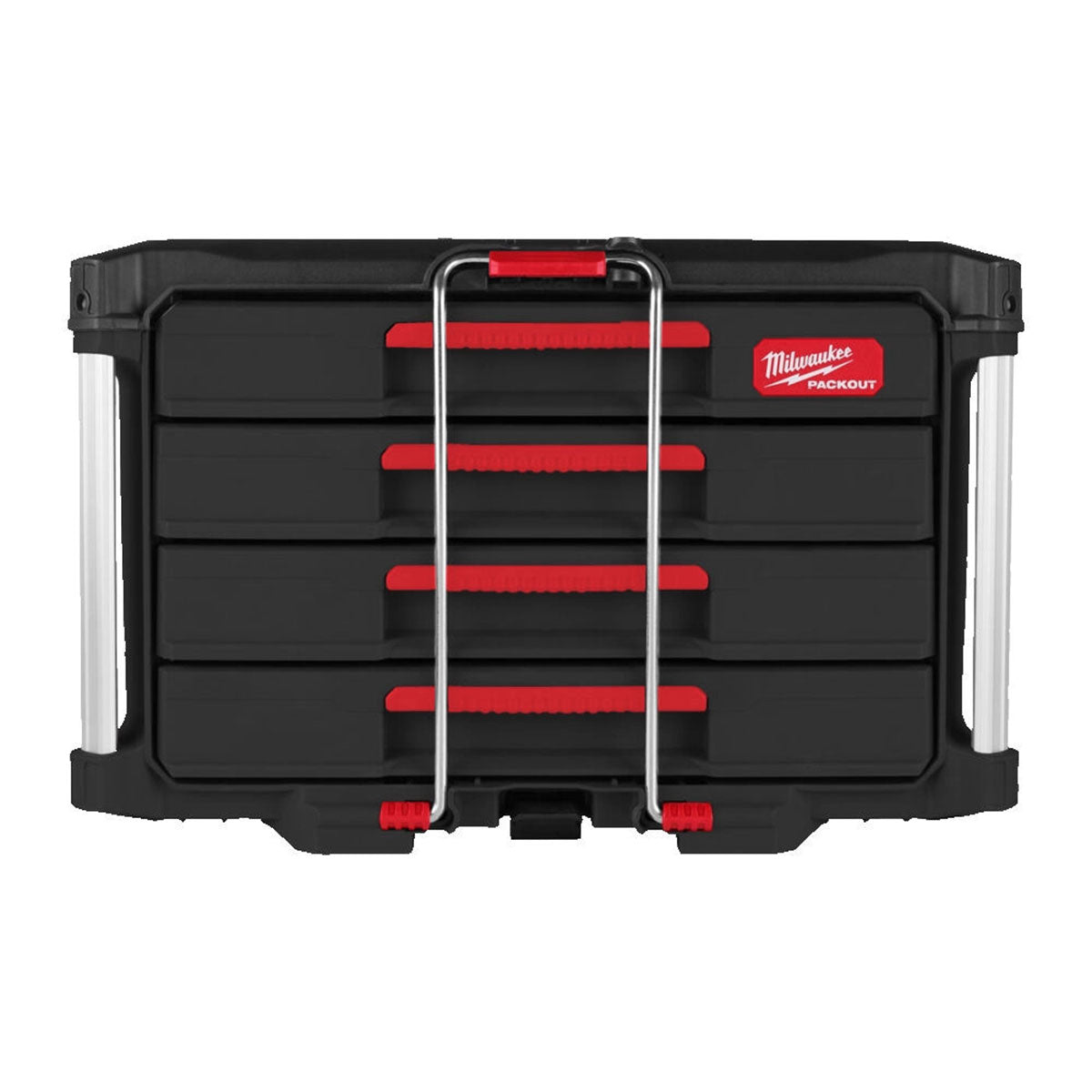 Milwaukee Packout Flat Trolley with 3, 4 Drawer Tool Box  & Vice Mountable Top