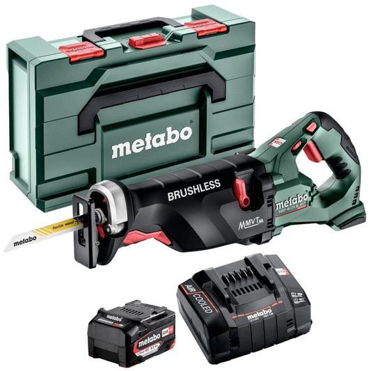 Metabo SSEP 18 LTX BL MVT 18V Brushless Sabre Saw with 1 x 5.2Ah Battery Charger & Metabox