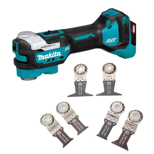 Makita TM001GZ 40V Max XGT Brushless Starlock Max Multi Tool with 6 Piece Blade Set